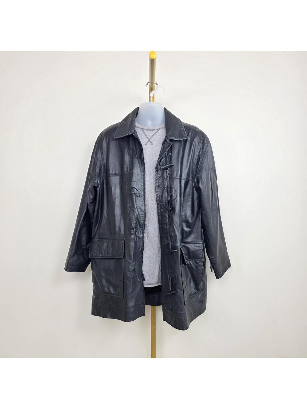 Irvine Park Retro Leather coat + Free LS Shirt - sz Lg lot